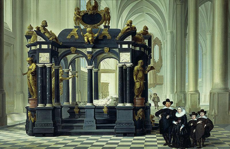 Dirk van Delen A family beside the tomb of Willem I in the Nieuwe Kerk, Delft. oil painting picture